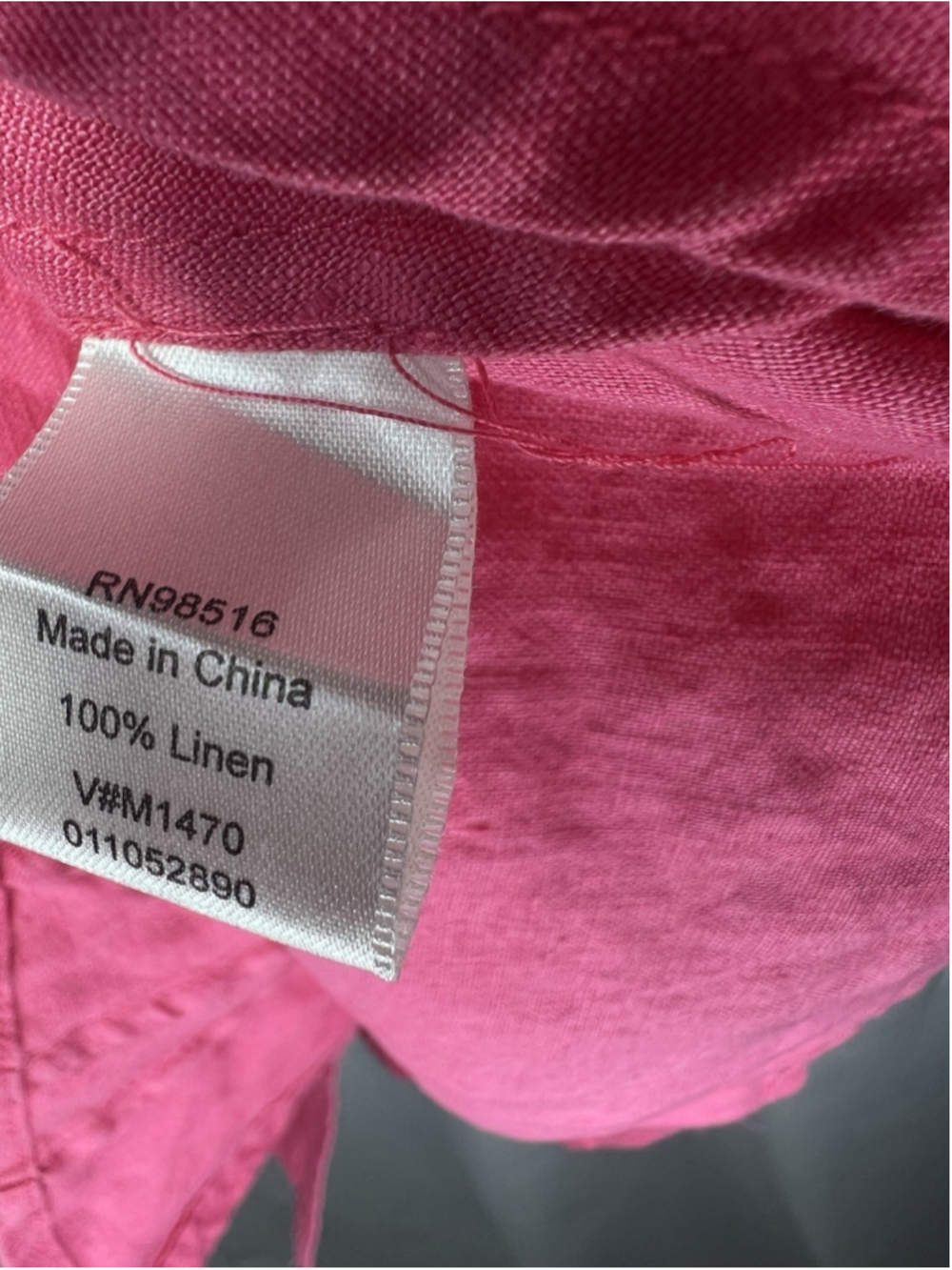 Coldwater Creek 100% Linen Shirt 2X Button Front Short Sleeve Pink Coastal - Picture 7 of 9